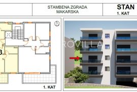 Makarska, dvosoban stan, novogradnja S3, Makarska, Appartamento