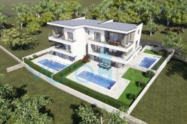 Malinska, novogradnja, moderni stan 83m2 s bazenom i jednosobni stan 45 m2 sa okućnicom, prodaja, Malinska-Dubašnica, Daire