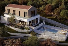 Otok Krk, nova kuća s bazenom i pogledom na more, Dobrinj, Maison