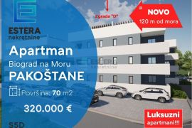 Apartman PRODAJA Pakoštane 70 m2 drugi kat D, Pakoštane, Daire