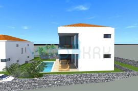 Otok Krk, Malinska, moderna kuća u novogradnji sa bazenom, okućnica, pogled, prodaja, Malinska-Dubašnica, House