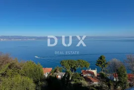 OPATIJA, RIVIERA - zemljište za izgradnju kuće s bazenom 300m od plaže, top pozicija, panoramski pogled na more, Mošćenička Draga, Land