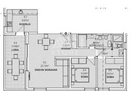 Banjole, Volme - AP 8, 82 m2, 2 sobe, pogled more, Medulin, Apartamento