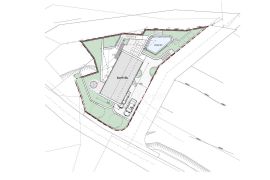 LABIN, građevinsko zemljište od 435 m2 s idejnim rješenjem, Labin, Terreno