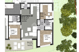 OPATIJA, CENTAR- stan 88,11m2 DB+3S s panoramskim pogledom na more- 1.KAT- APP 205, Opatija, Διαμέρισμα