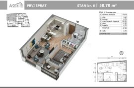 Karaburma, novo, dvosoban stan u izgradnji, 50.7m2, Palilula, Appartment