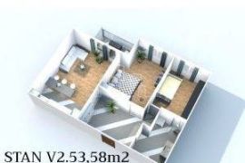 Stan sa dvije spavaće sobe trosoban 53.5 kvadrata u izgradnji Nova Dobrinja 38.23m2 Useljivo 07.2025., Istočno Novo Sarajevo, شقة