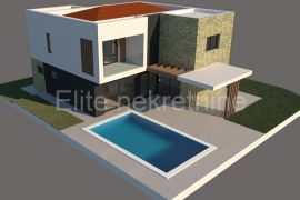 Peruški - kuća u izgradnji s bazenom i pogledom na more!, Marčana, Haus
