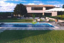 Istra, Tinjan, građevinsko zemljište 573m2 s građevinskom dozvolom za kuću s bazenom prodaja, Tinjan, Γη