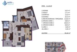 STANOVI - BANJA LUKA - NASELJE MJESEC - OD 64 DO 85 m2, Banja Luka, Wohnung