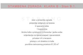 STAN B.1., NOVOGRADNJA, PRODAJA, SVETA KLARA, 76,81 m2, 3-SOBAN + VRT, Novi Zagreb - Zapad, Apartamento