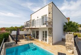 Kornić, Otok Krk- Vila 121m2 s pogledom na more i bazenom, Krk, Maison