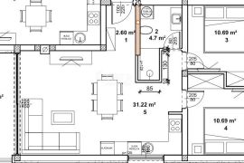 Žminj -  novogradnja, 2S+DB, 64 m2, Žminj, Appartamento