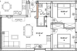 Žminj - novogradnja, 2S+DB, 64 m2, Žminj, Apartamento