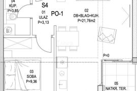 Barban - novogradnja 1S+DB s terasom, 42 m2, Barban, Wohnung