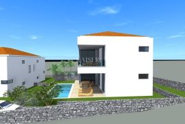 Otok Krk, Malinska - dvojna kuća sa bazenom 180m2, Malinska-Dubašnica, Haus