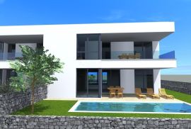 Otok Krk, Malinska - dvojna kuća sa bazenom 180m2, Malinska-Dubašnica, Famiglia