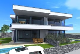 Otok Krk, Malinska - dvojna kuća sa bazenom 156m2, Malinska-Dubašnica, Maison