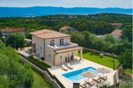 OTOK KRK-DOBRINJ moderna mediteranska kamena villa s bazenom i okućnicom, Dobrinj, Maison