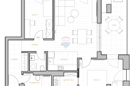 DONJI ZAMET - Stan 2S+DB 81,24 m2, Rijeka, Flat