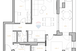 DONJI ZAMET, Stan 2S+DB  80,23 m2, Rijeka, Apartamento