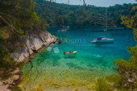 ŠOLTA-PRVI RED DO MORA, građevinska parcela 2068 m2 i kuća 10 metara do plaže, Šolta, Tierra