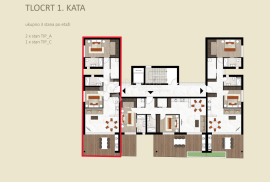 NAJPOŽELJNIJA NOVOGRADNJA U GRADU - STAN A-1-L, NA 1. KATU S POGLEDOM NA MORE, Novigrad, Flat