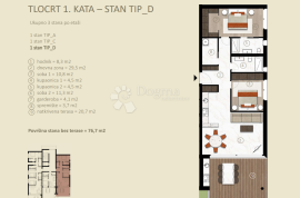 NAJPOŽELJNIJA NOVOGRADNJA U GRADU - STAN B-1-D, NA 1. KATU S POGLEDOM NA MORE, Novigrad, Wohnung