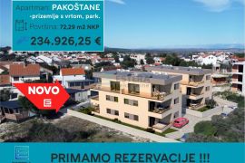 Stan PRODAJA novogradnja, Pakoštane, 70 m2, 3s, prizemlje, parking, vrt, Pakoštane, Stan