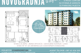 Novogradnja dvosoban stan 41.45m2 Kotor Varoš, Kotor Varoš, Appartamento