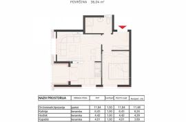 Ponuda apartmana sa jednom spavaćom sobom od 31,54m2 do 43,64m2 u izgradnji Ski Centar Ravna Planina, Flat