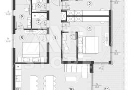 Medulin - Stan B1, 149m2, 3 sobe, terasa 35m2, Medulin, Wohnung