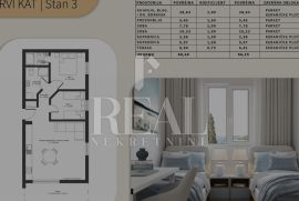 Brodarica 250 m od mora  prvi kat  2S+DB 66,15, Šibenik - Okolica, Appartement