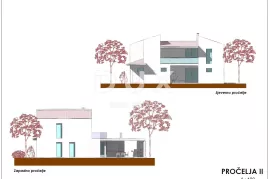 ISTRA, KAŠTELIR - Građevinsko zemljište s idejnim projektom i pogledom na more, Kaštelir-Labinci, Zemljište